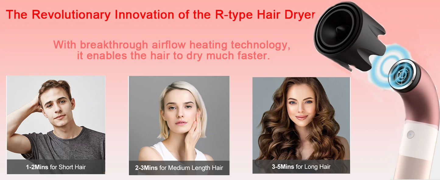 1400W pure original high-power hair dryer, dries hair quickly, lightweight body, low noise, comes with various types of nozzles.