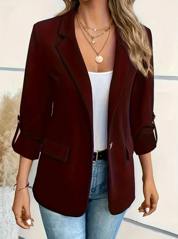Frauen S-2XL Größe Pendler Neue Stil Langarm Mantel Mode Strickjacke Kleinen Anzug Elegante Einfarbig Casual frauen Anzug tops.
