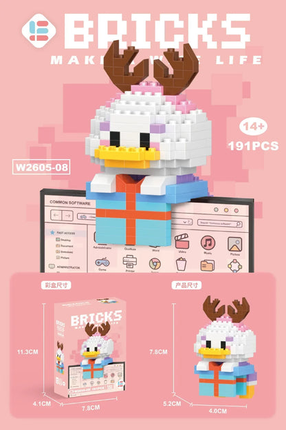 Disney 108 Style Stitch LinaBell Hello Kitty Building Blocks Princess Cartoon Figrues Bricks Children's Assembly Toys Model Gift