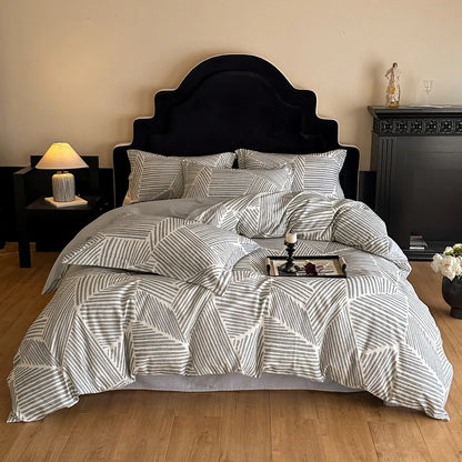 Cotton Bedding Set Luxury Soft Duvet Cover Flat Sheet Pillowcases Single Double Queen King Size Quilt Cover Set