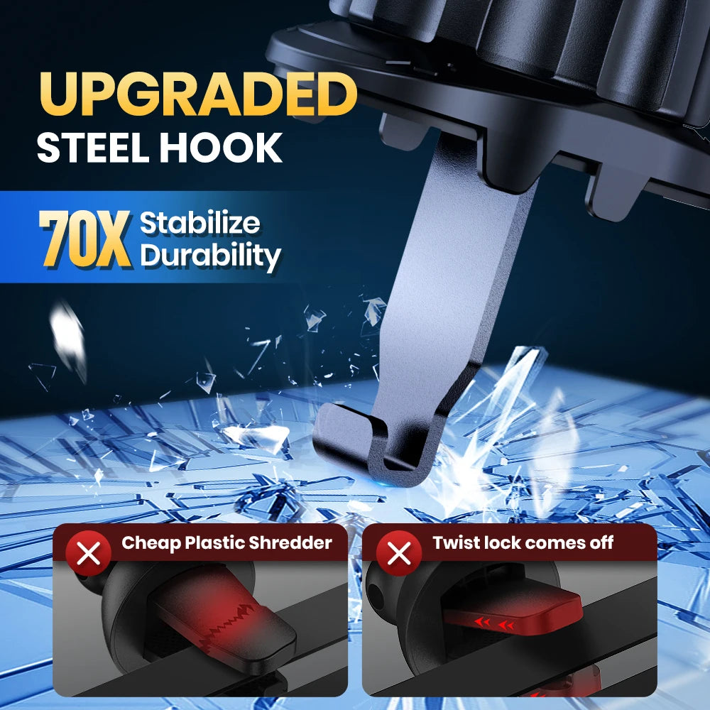 TOPK for Magsafe Car Phone Holder,Powerful Magnetism Premium Quality Single-Hand Operation Metal Hook Magnetic Car Phone Mount.