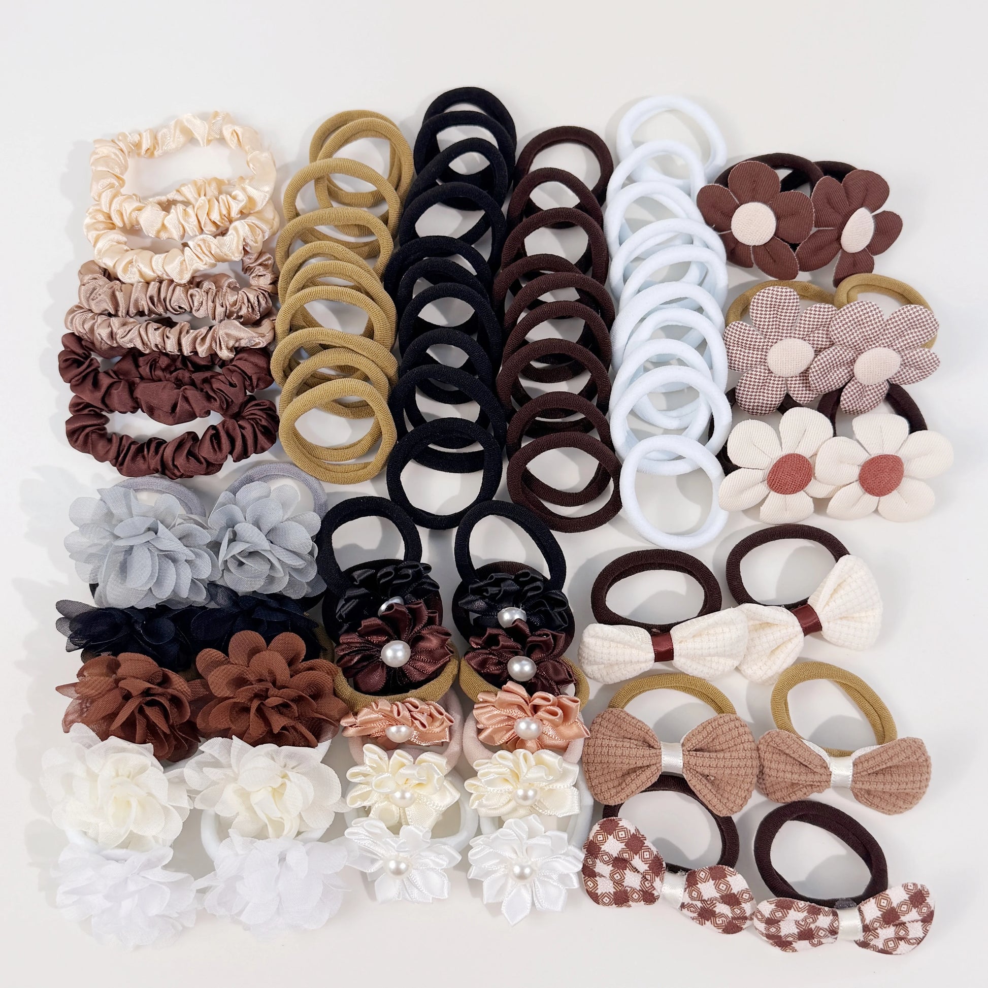32/78pcs Girls Bows Sunflower Hair Ties Kids Girls Hair Bands Elastic Nylon Ties Hair Bows Ponytail Holder Hair Accessories Sets.