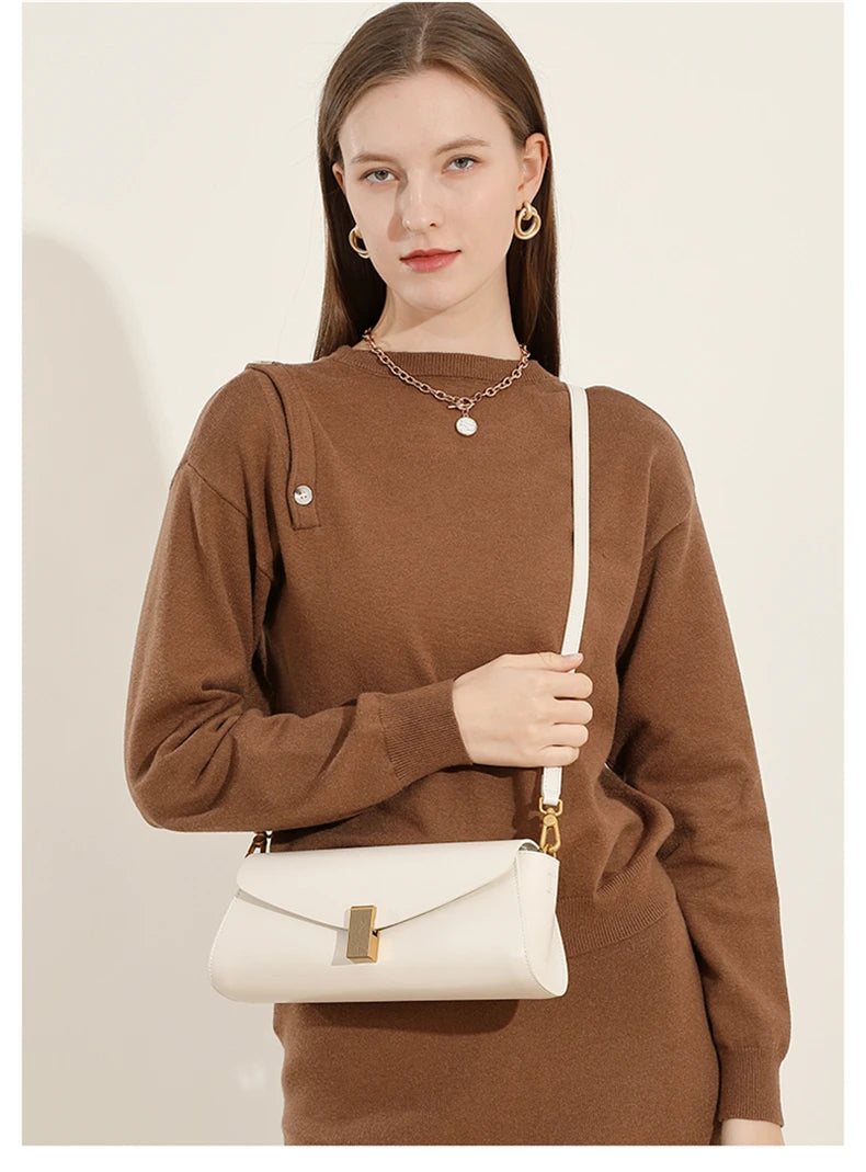 Hifashion Elegant Genuine Leather Underarm Shoulder Bags For Women 2025 Luxury Designer Crossbody Purses Square Ladies Handbags