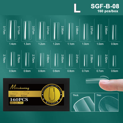 16 Sizes Curved Arch Soft Gel False Nail Tips Full Cover Press on Almond Capsules French Coffin Artificial Fake Nails Extension.