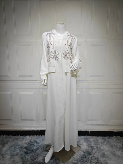 UNI Ramadan Eid Open Kimono Abaya Dubai Luxury Embroidered Abaya Islam Muslim Modest Dress Women Kebaya Kaftan Robe Femme Musulm.
