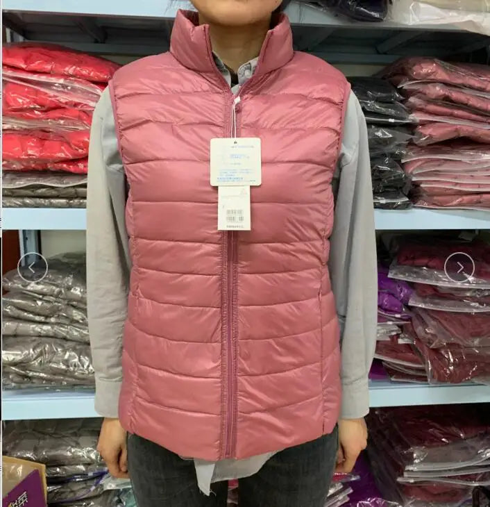 Neue Frauen Ärmellose frauen Ultra Licht Unten Westen Dünne Jacke Mädchen Gilet Plus Leichte Winddicht Warme Weste Tragbare.