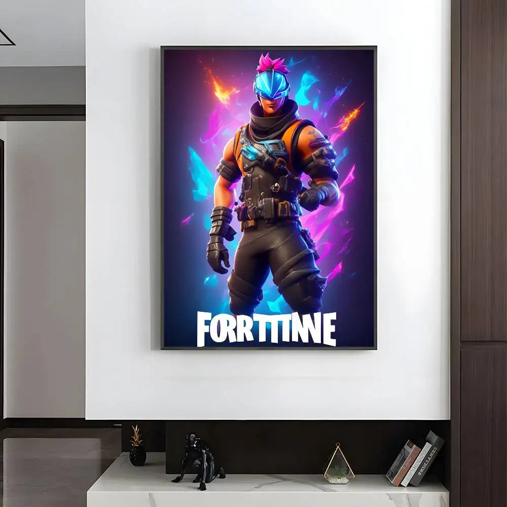 1pc F-Fortnites Poster HD art sticky wall waterproof home living room bedroom bar aesthetic decoration