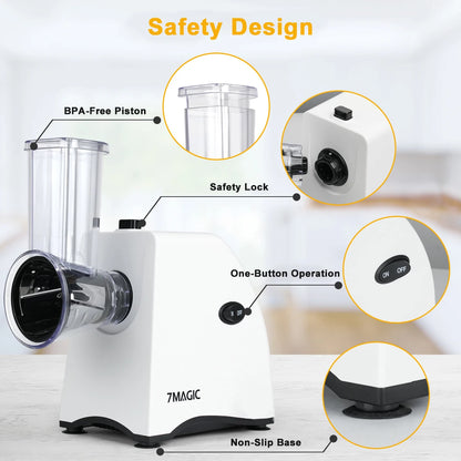 5 in 1 Electric Vegetable Cutter Shredder Automatic Salad Shooter Machine Cheese Grater Carrot Cabbage Slicer.