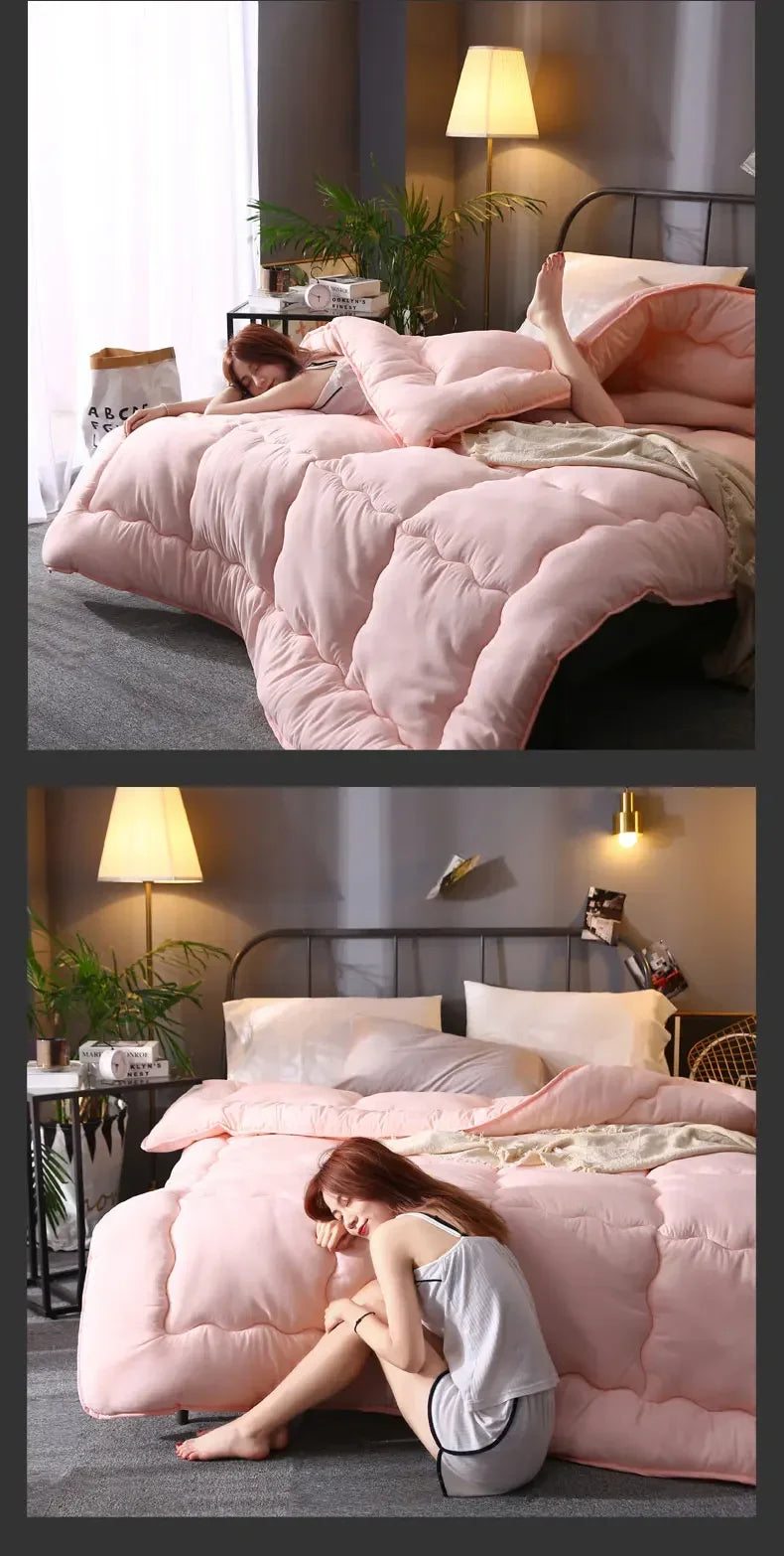 Grey thick quilted winter hotel style quilt Comforter Queen King soft winter quilt very warm220x240Quilts  - et.