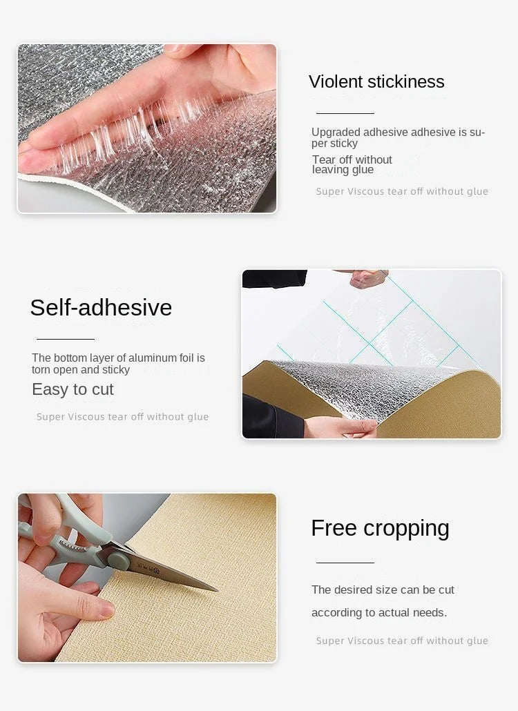 Selbstklebende Kieselalgen-Schlamm-Tapete, verdickter TV-Hintergrund, Leinen-Tapete, Schlafzimmer, Renovierung, Heimdekoration, XPE-Schaum-Wandaufkleber