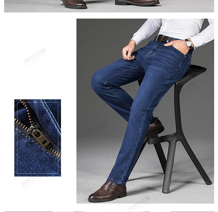 Baumwolle Herren Jeans Denim Hosen Marke Klassische Kleidung Overalls Gerade Hosen für Männer Schwarz Oversize Große Größe 35 40 42 44 46.