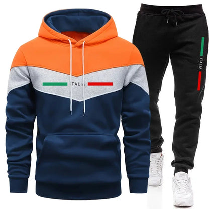 Autumn Winter Men Sporty Jogger Set Hoodies Sweatshirt Casual Urban Fashion Tracksuit Hooded Sweatpants Italy Printed Outfits