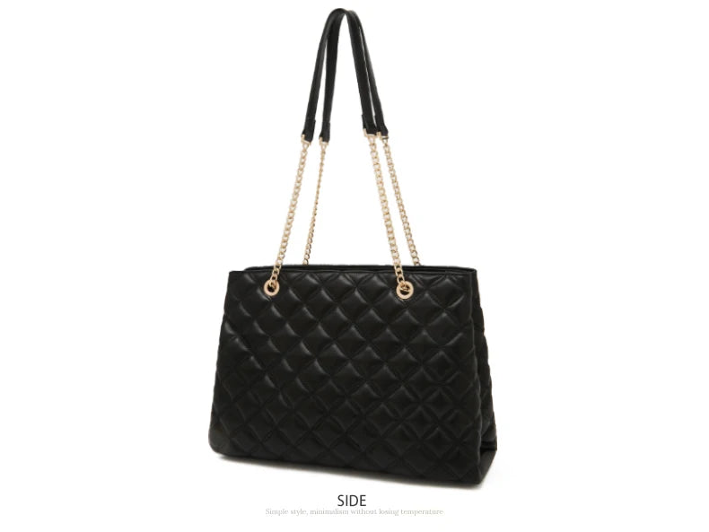 FOXER Women Fashion Quilted Shoulder Bag Female Classic Underarm Bag Vintage Lady Simple Tote Bags Chrismas Gift.