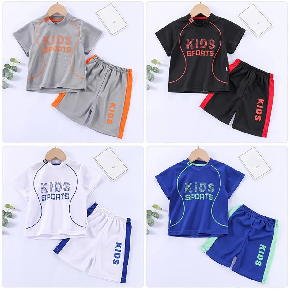 Children Clothing Set Kids Short Sleeved Summer Outfit Quick Drying Football Set Boy Girl Sport Wear Soft Breathable 1-12 Years.