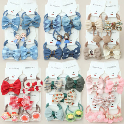 10Pcs/Lot, Elastic Hair Bow Clips for Children, Children's Headwear Hair Accessories for girls, Cute Hair ties, Lovely Hair Rope.