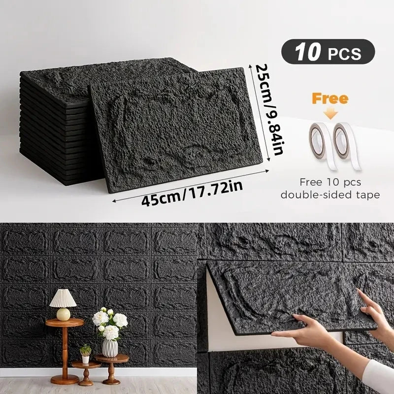 PU stone wall panel, 10 mm, realistic brick pattern, anti-mould and moisture-proof, waterproof and washable, suitable for/outdoo