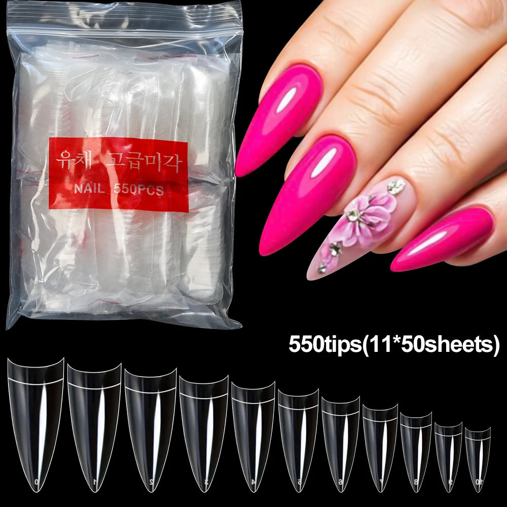 240PCS/Box False Nail Tips Square Straight Extra Long Half Cover Nails Artificial Acrylic False Nail Tips Press On Manicure Tool