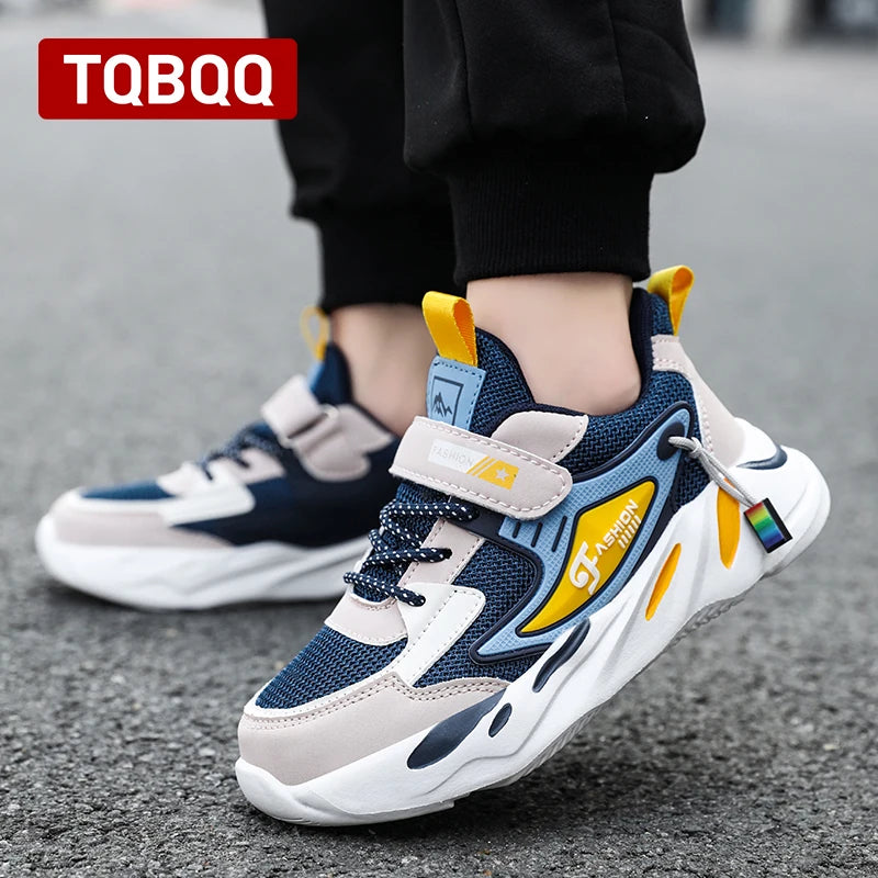 Kids Boy Fashion Trend Casual Sneaker Non-Slip Children's Sports Shoes Breathable Mesh Comfortable Wear.