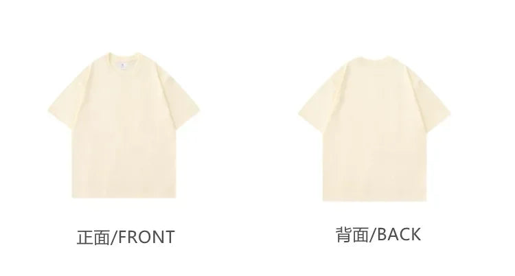 Summer Light Green Heavy Weight 300G Short Sleeved T-shirt Cotton  Men's Loose Casual Base Shirt Korean Tee Women's