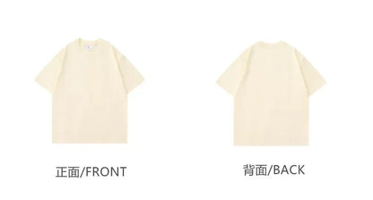 Summer Light Green Heavy Weight 300G Short Sleeved T-shirt Cotton  Men's Loose Casual Base Shirt Korean Tee Women's