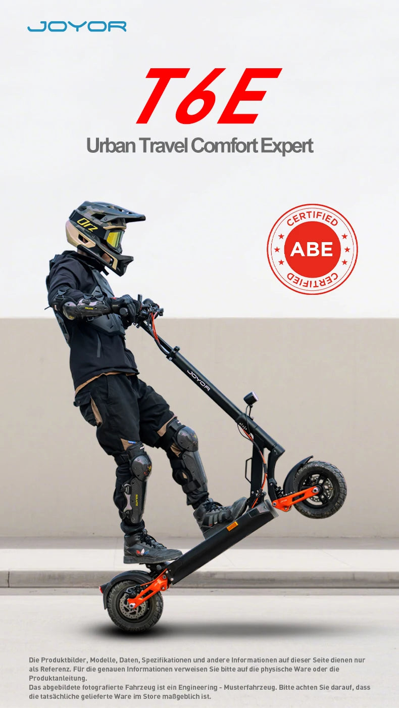 JOYOR T6E PRO (ABE) Adult Electric Scooter 500W Motor 48V26AH Battery E-Mountain Escooter 10" Off-Road Tire Foldable E-Scooter.
