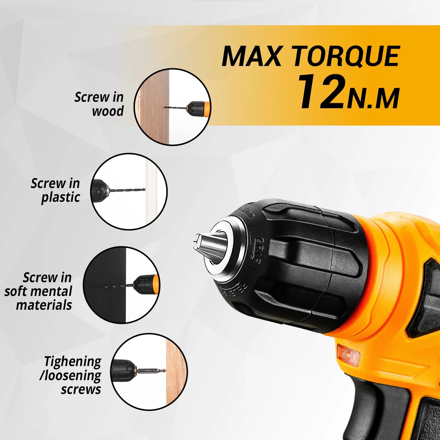 DEKO 126 Stück Elektrowerkzeug-Kombi-Sets mit 8 V Akku-Bohrschrauber, 10 mm 3/8 Zoll Schnellspannbohrfutter, professionelle Heim- und Haushalts-DIY-Handwerkzeug-Sets