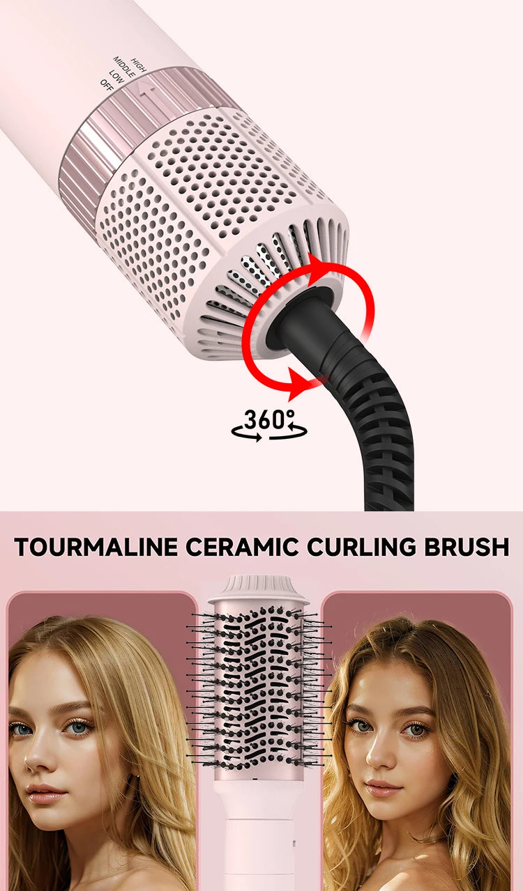 5in1 Hair Dryer Brush Curling Iron Hair Dryer Detachable Auto Wrap Curlers Fast Drying Electric Styling Hair Blower Brush.