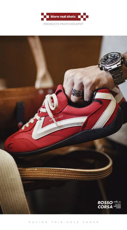 Maden Vintage Patchwork Rot Racing Sneakers Unisex Sommer Atmungsaktive Deutsche Trainer Schuhe Dünne Sohle Casual Lace-Up Sportliche Schuhe