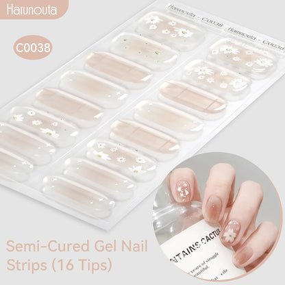 Harunouta Gradient Semi Cured Gel Nail Sticker Long-Lasting UV Nail Sticker UV/LED Extension Gel Nail Foil Gel Polish Full Cover