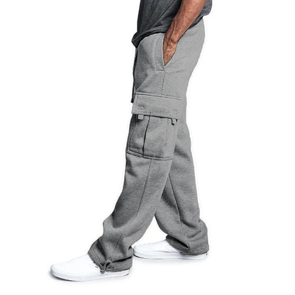 Mens Sweatpants Straight Fit Joggers for Sports and Streetwear Loose Oversized Drawstring Long Pants Men Multi-pocket Pants.