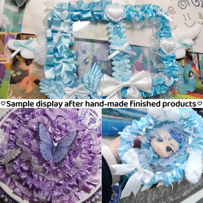 67 pieces of color material package set for bar and tray, collection of girl's pink bow, lace and lace accessories, pain package.