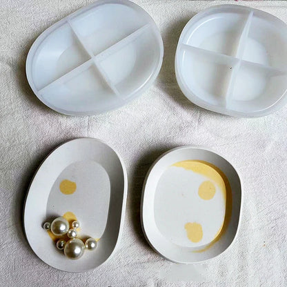 Storage Tray Clay Silicone Molds DIY Jewelry Display Holder Epoxy Resin Molds Oval Candle Cup Coaster Gypsum Plsater Mould.