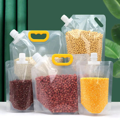 5Pcs Grains Sealed Bag Cereal Containers Moisture-Proof And Insect-Proof Transparent Food Grade Storage Bag Kitchen Organizer.