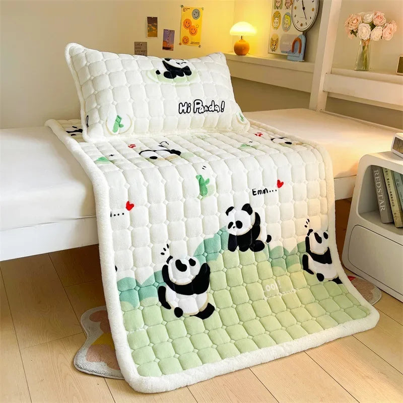Winter Soft Thick Flannel Mattress Toppers Dormitory Single Double Bedspread Warm Bed Sheets Mattress Cover Fold Tatami Thin Mat