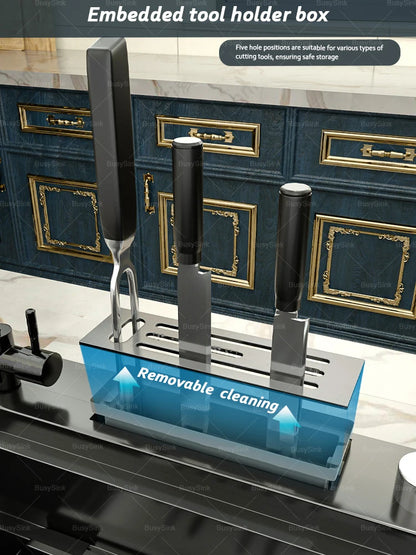 Stainless Steel Kitchen Sink Waterfall Outlet Faucet Multifunctional Large Single Slot Convenient Dishwashing and Vegetable Sink