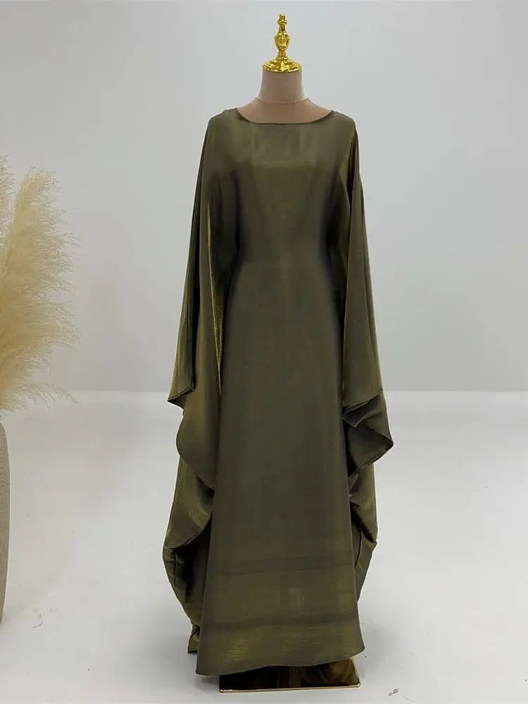 Ramadan Eid Satin Batwing Butterfly Abaya Dubai Luxury 2024 Muslim Maxi Kaftan Dress Abayas For Women Kebaya Robe Femme Vestidos