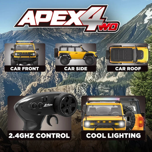 HB R1601 RC Car 1:16 2.4G 4WD Off-Road Remote Control Cars with LED Crawler Trucks Climbing Vehicle Model Toys for Kids Adult.