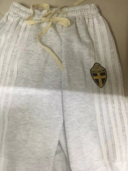 Y2K Zip Hooded Sweatpants Set Men Two Piece Hip Hop Embroidered Vintage Stripe Oversized Hooded Sweatshirt Casual Pants Set.