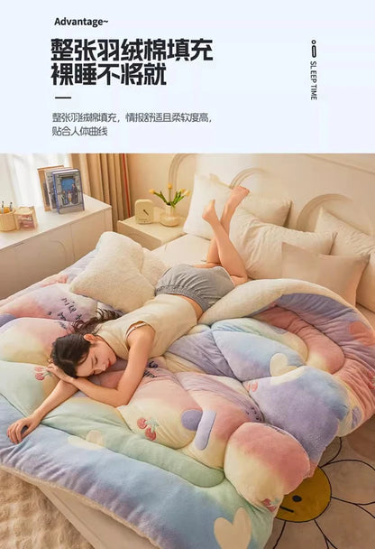 New winter quilt lamb wool autumn spring thickened super warm fiber  - et constant temperature milk cashmere bedding comforter.