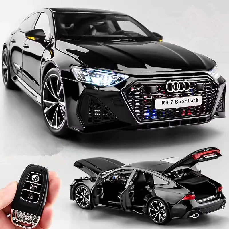 1:18 Key Remote Control Version AUDI RS7 Alloy Sports Car Model Diecast Metal Racing Vehicle Car Model Sound Light Kids Toy Gift.