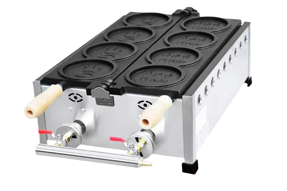 XEOLEO Commerical 4PCS Korean Coin Waffle Maker 3000W Non-stick Coating Gold Coin Bread Waffle Making Maker Electric/Gas.