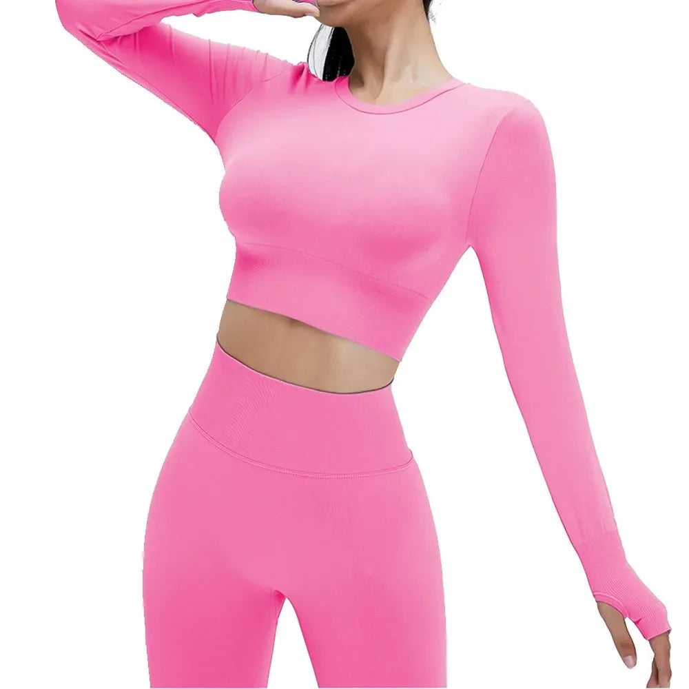 Seamless Sports Suit Yoga Set for Women Fitness Wear Long Sleeve Yoga Clothing Gym Workout Sportswear Two Piece Tracksuit Women.