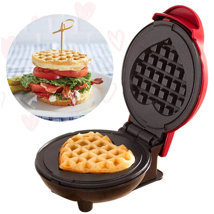Electric Waffle Machine Portable Home Breakfast Machine Waffle Maker Breakfast Love Heart Shaped Waffle Maker Cooking Appliance.