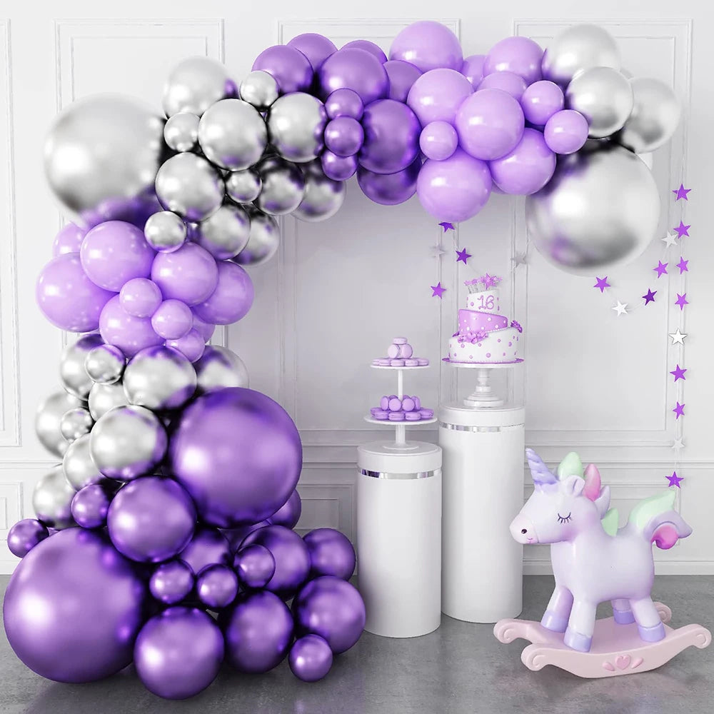 139 Stücke Dunkellila Licht Ballon Girlande Bogen Kit Metall Lila Gold Latex Ballons Hochzeit Party Braut Baby Dusche Geburtstag Dezember.