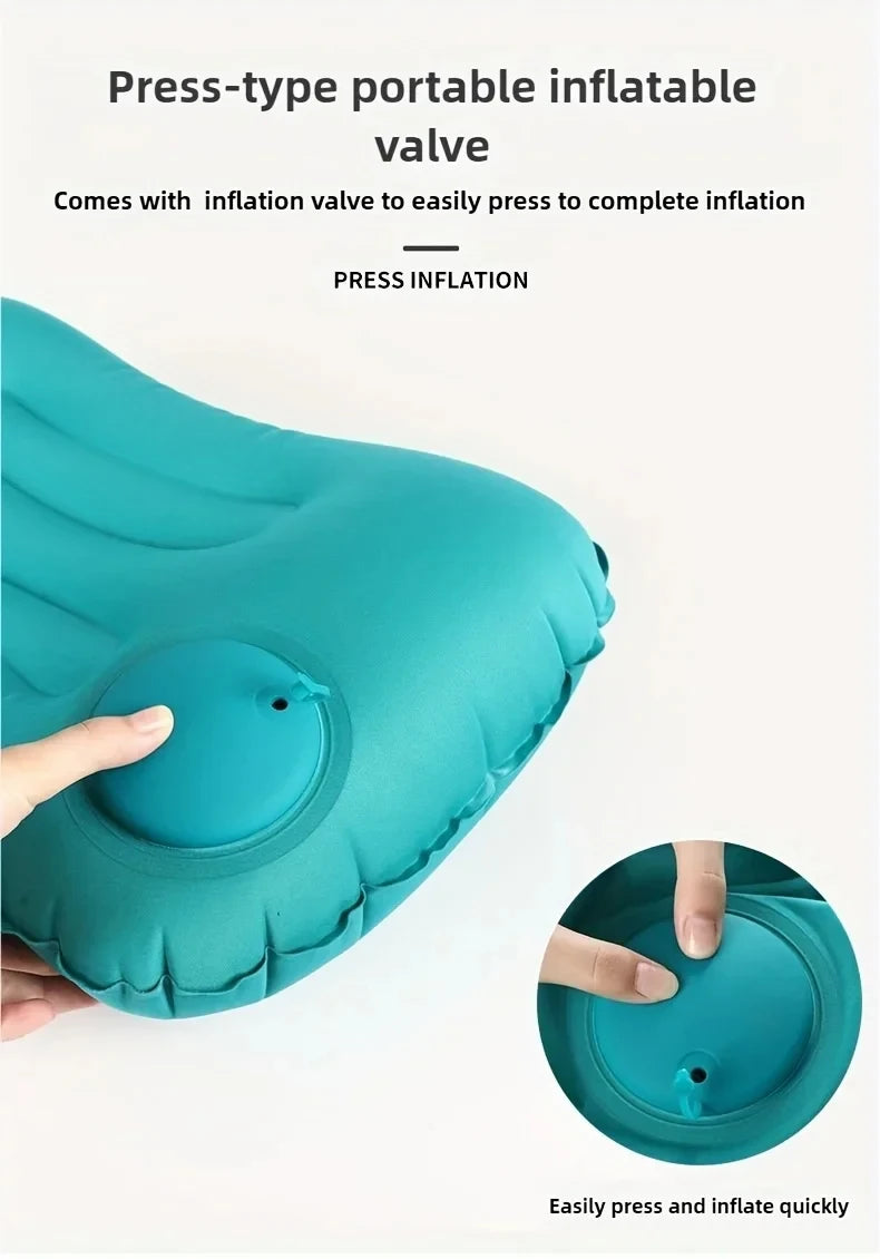 portable Inflatable Square Pillow Flocking travel neck pillow foldable waist pillow Comfortable Travel Camping Plane Pillow 1PC.