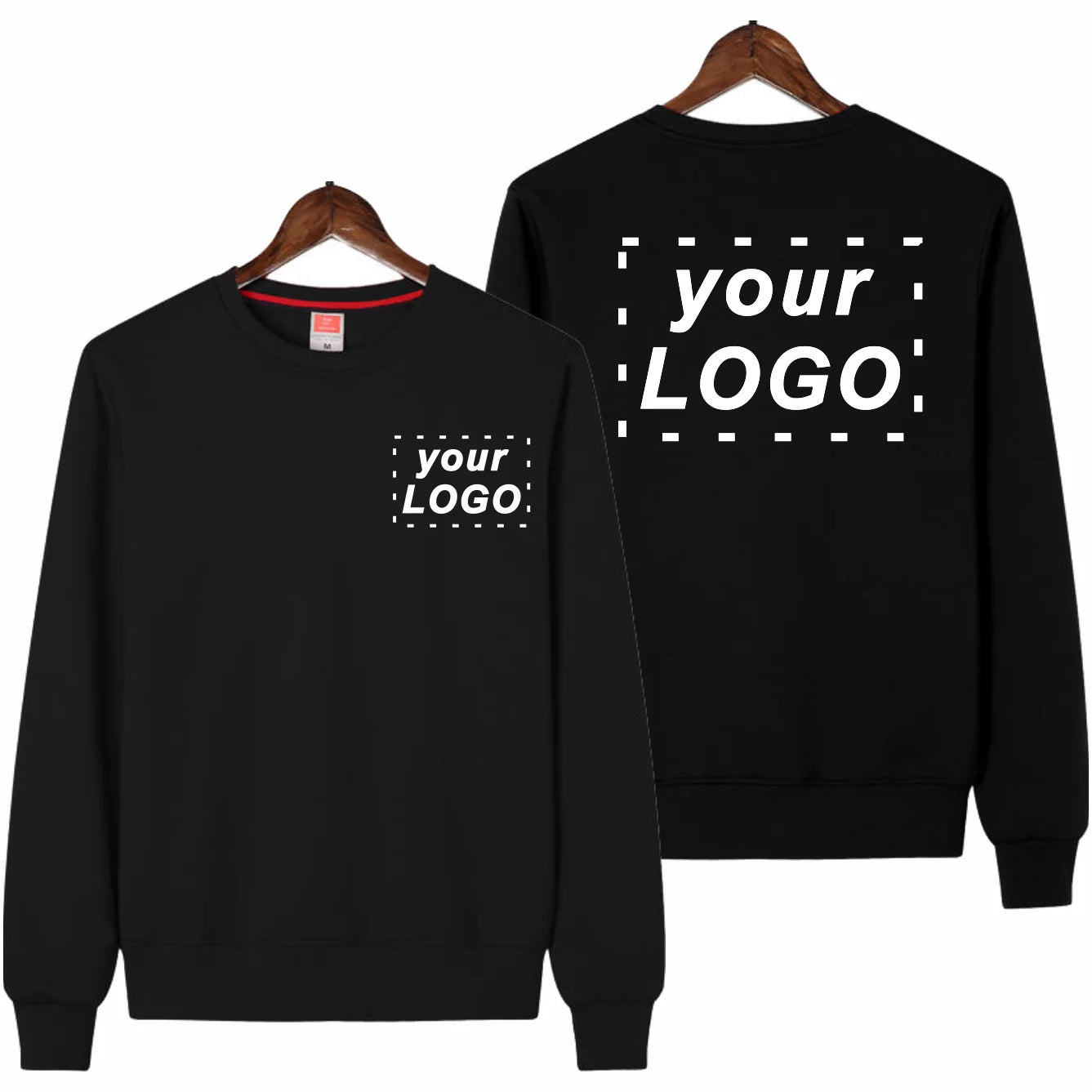 Men's Casual Pullover Custom Printed Embroidery Company Logo Clothing Fashion Winter Warm Sweater Solid Color Sweatshirt 4xl.