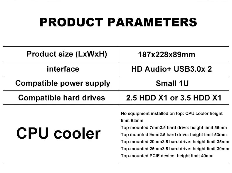 HTPC Computer Case Mini ITX Gaming PC Chassis Desktop Chassis USB3.0 Computer Case Home Computer Case Black and Silver.