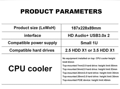 HTPC Computer Case Mini ITX Gaming PC Chassis Desktop Chassis USB3.0 Computer Case Home Computer Case Black and Silver.