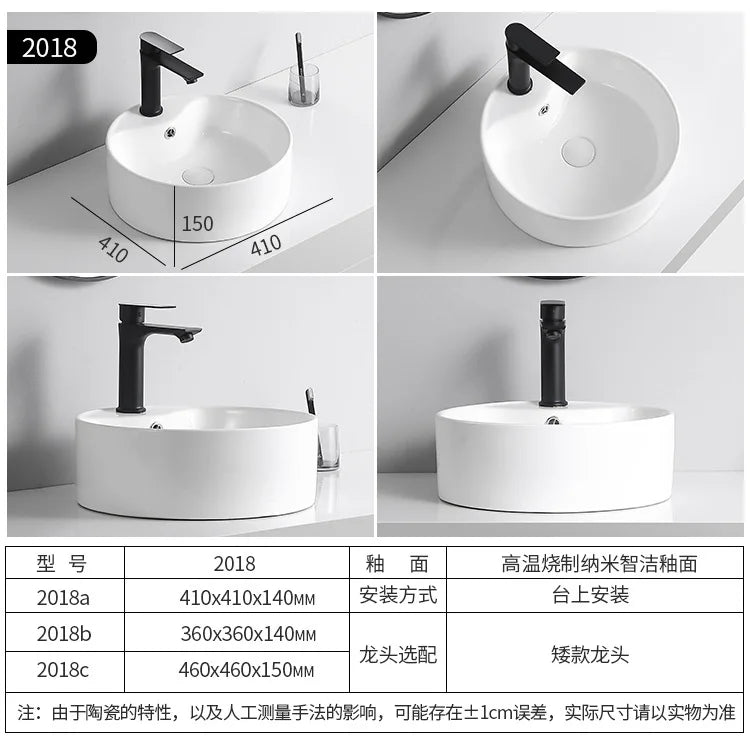 Arbeits platte Waschbecken Seite Entwässerung Keramik Waschbecken Balkon Waschbecken Kunst becken Einzel becken quadratischer Kreis