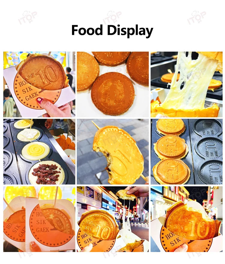 ITOP WG-1 Commerical Coin Waffle Maker Non Stick Pan Waffle Maker Snack Maker Bread Machine Round Waffle Maker Timer 110V 220V.